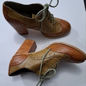 Restricted Traffic  Lace Up Two Tone Heels